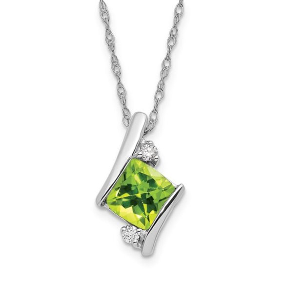 Sterling Silver Gemstone & Diamond Charm Pendant Necklace Square Checkerboard - Picture 10 of 16